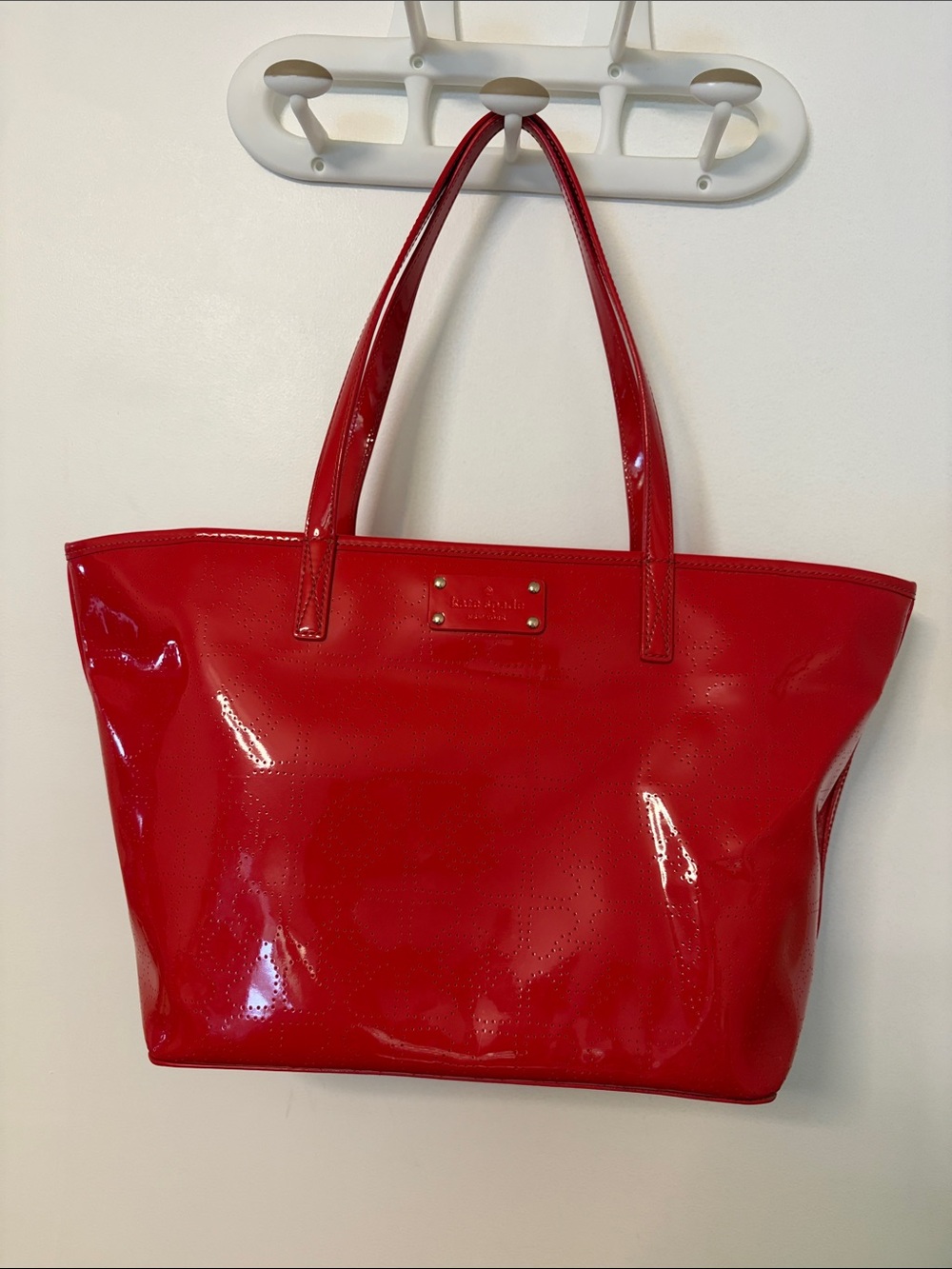 Kate Spade glossy red patent tote